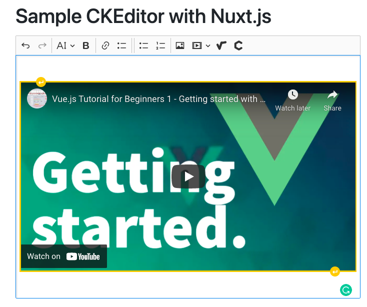 CKEditor with Embedded Youtube video in Nuxt.js